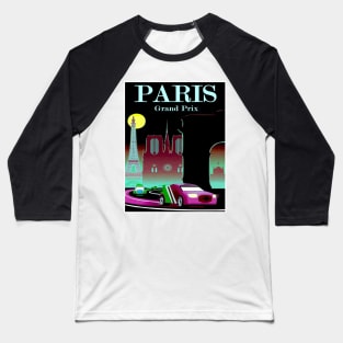 Paris Grand Prix : Abstract Automobile Racing Advertising Print Baseball T-Shirt